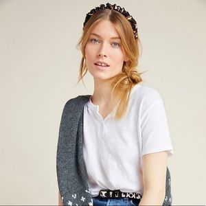 Anthropologie Leslie White Henley Tee New With Tags